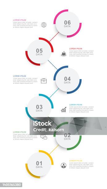timeline infographic 6 vector hd images, 6 circle data... Infographics Circle Timeline With 6 Number Data Template Vector ...