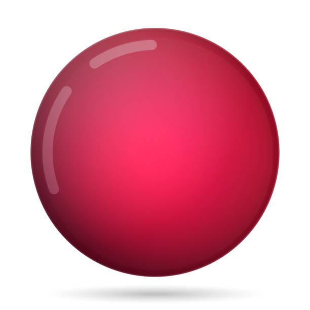 istock Glass red ball or precious pearl. Glossy realistic ball, 3D abstract vector illustration highlighted on a white background. Big metal bubble with shadow 1405167311