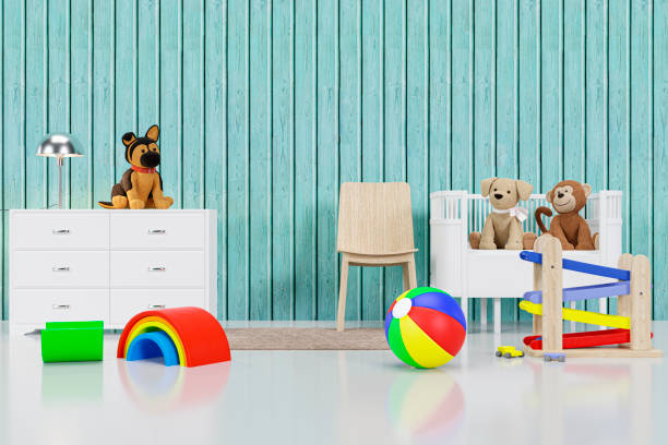 istock 3d rendered kid room with toys. 1405168712