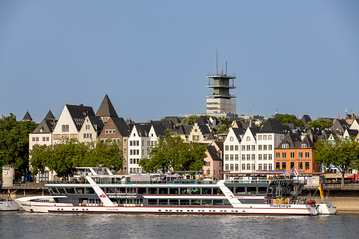 Cologne, Germany - Jun 18th 2022: Cologne Old Town is full of colorful and well preserved buildings.