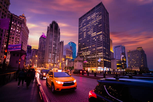 istock Chicago downtown and Chicago River at night, USA 1405174146