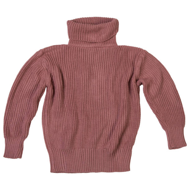 istock brown woolen knitted sweater, with a high neck, on a white background 1405175617