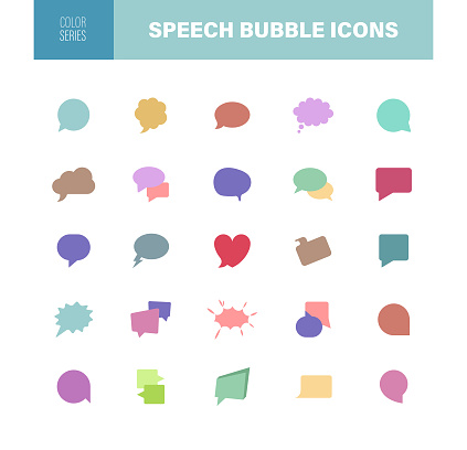 Speech bubble icon set. Talk chat, speaking, messaging. Empty blank comment. Flat illustration design.