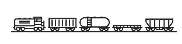 freight train line icon. locomotive and railway carriages. railway transport symbol vector art illustration