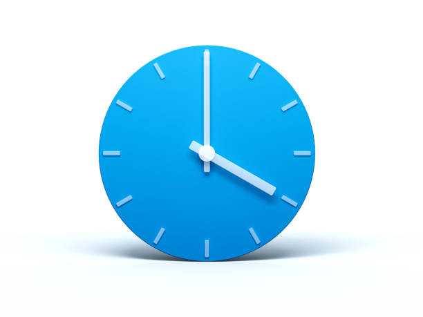 istock Blue wall Clock on isolated white background with Shadow 3d Illustration. 4 O'clock 1405181726