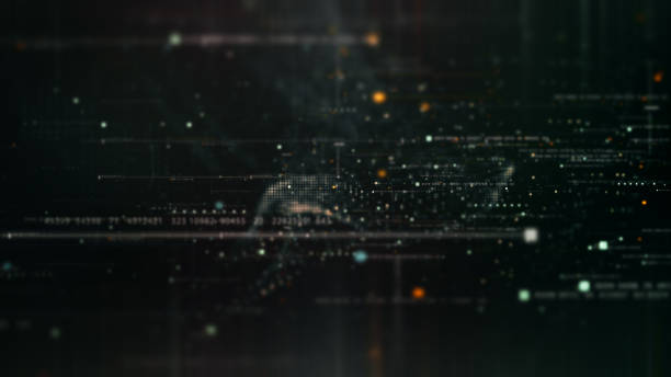 Futuristic Data Matrix Simulation HUD Background stock photo