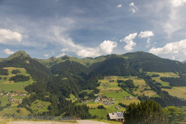 Landscape of the european alps in Raggal, Austria stock photo