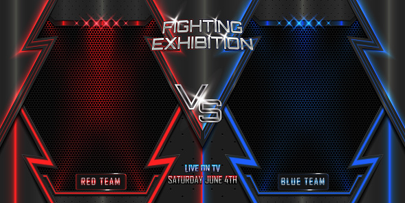 Fighting exhibition versus horizontal background realistic 3d style effect