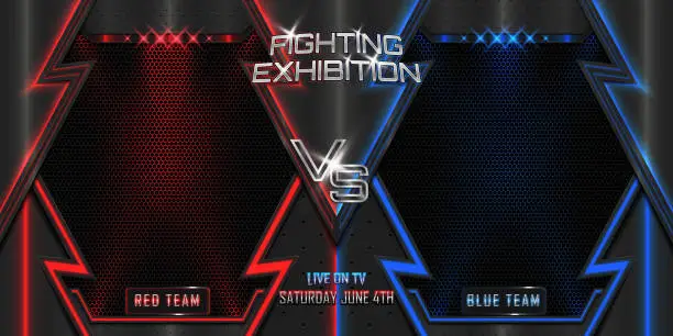 Vector illustration of Fighting exhibition versus horizontal background realistic 3d style effect