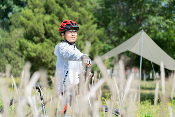 Boy riding mountain bike