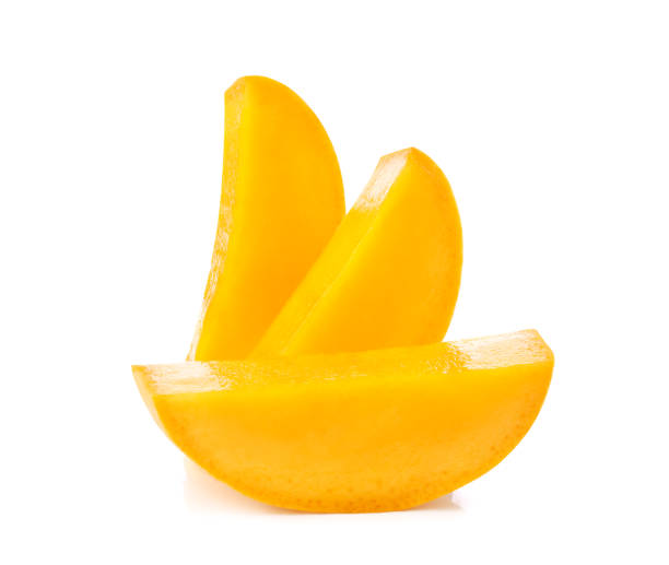 istock Sliced of mango isolated on white 1405192628