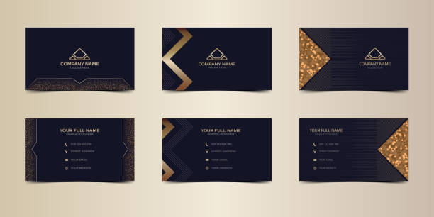 Luxury and elegant black gold modern business card template set Luxury and elegant black gold modern business card template set black and gold business cards stock illustrations