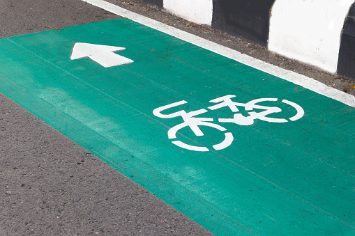 Bicycle path or Bicycle signs on the road