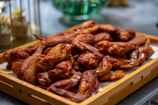 Grilled wings in the cafeteria