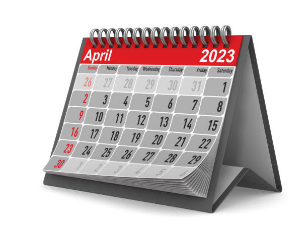 2023 rok. kalendarz na kwiecień. izolowana ilustracja 3d - today appointment personal organizer medicine zdjęcia i obrazy z banku zdjęć
