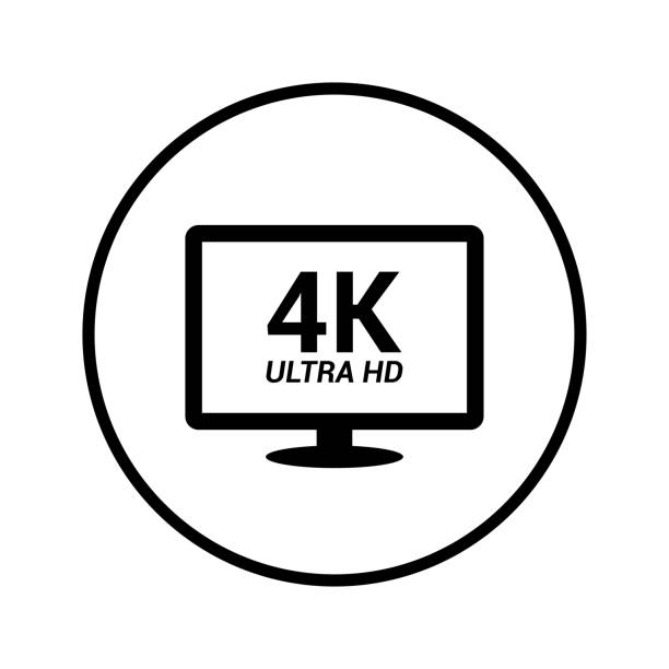 istock 4k, hd, monitor, tv icon. Black vector graphics. 1405200693