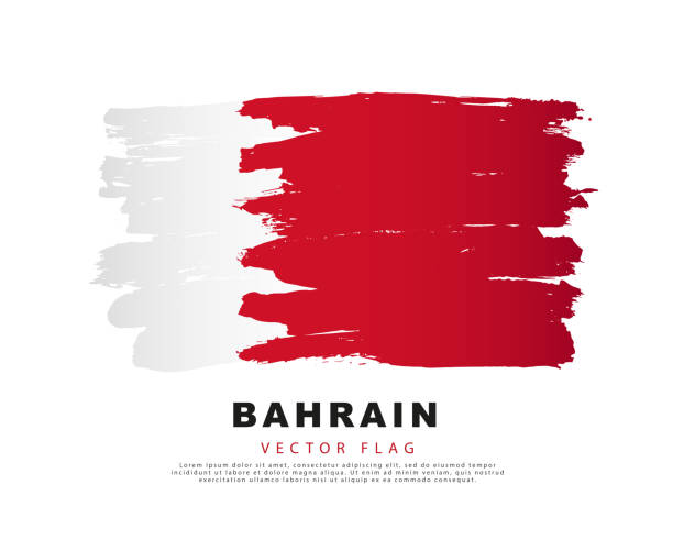 istock The flag of Bahrain. Red and white brush strokes drawn by hand. Vector illustration on a white background. 1405201192