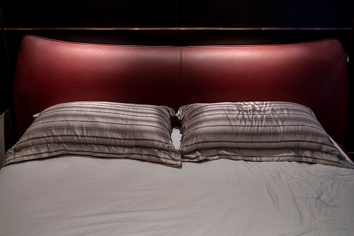 Close up of business hotel bed