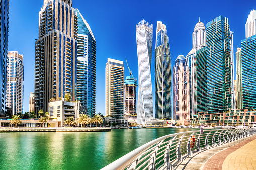 Dubai Marina during a Sunny Day, United Arab Emirates, Middle East