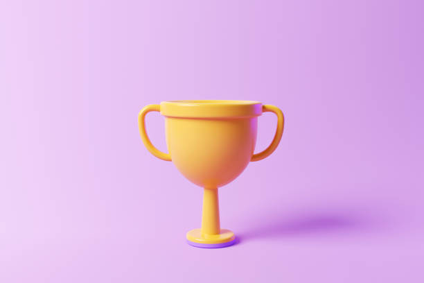 istock Trophy cup icon on purple background. 3d illustration 1405202617