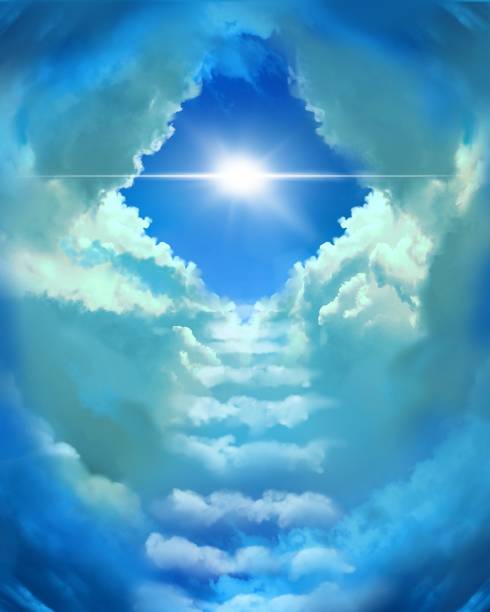 istock Mysterious cloud staircase leading to heaven and divine light shining from the heavens 1405204930