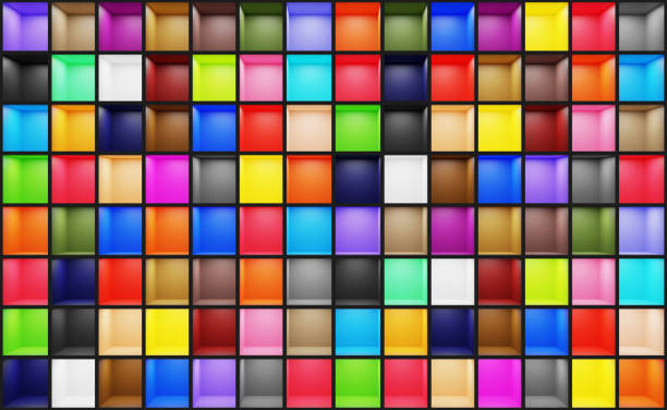 istock 3d render of a background of many multicolored empty studio apartments.Digital image illustration. 1405208333