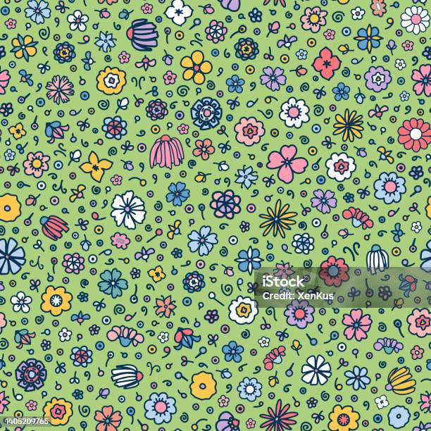 Repeat Pattern Easy Cute Cute Retro Ditsy Daisy Seamless Repeat Pattern Stock Illustration ...