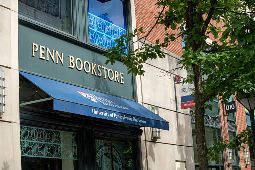 Philadelphia, USA - June 20, 2022. Penn Bookstore building in the campus of University of Pennsylvania, Philadelphia, USA