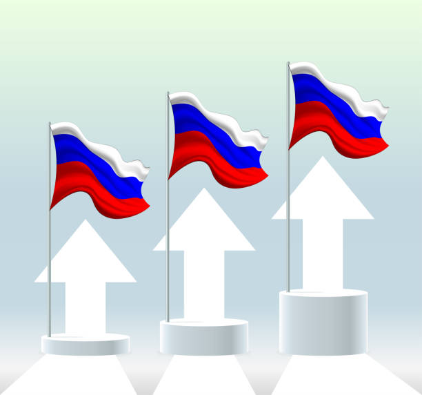 istock Russia flag. The country is in an uptrend. 1405216697