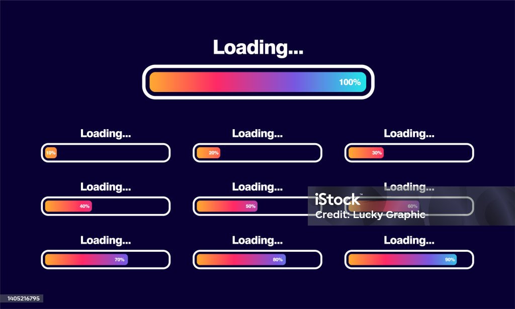 Set Of Loading Bar Vector Illustration Progress Visualization Loading ...