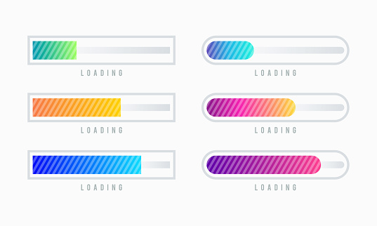 Set Of Loading Bar Vector Illustration Progress Visualization Loading ...