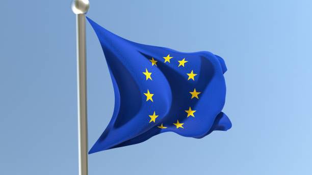 istock European Union flag on flagpole. 1405218128