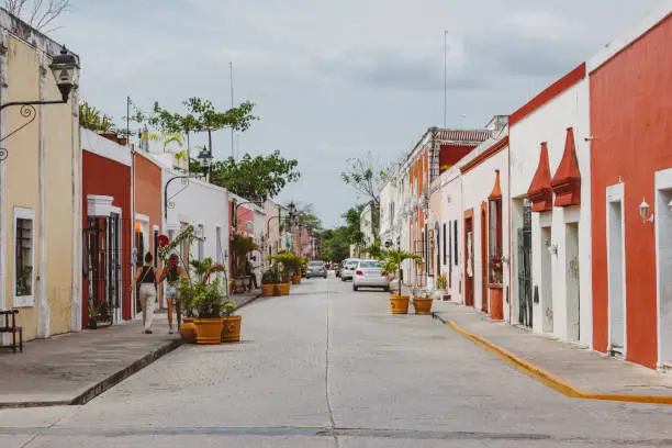 Colorful hoses in the streets of Valladolid, Mexico.