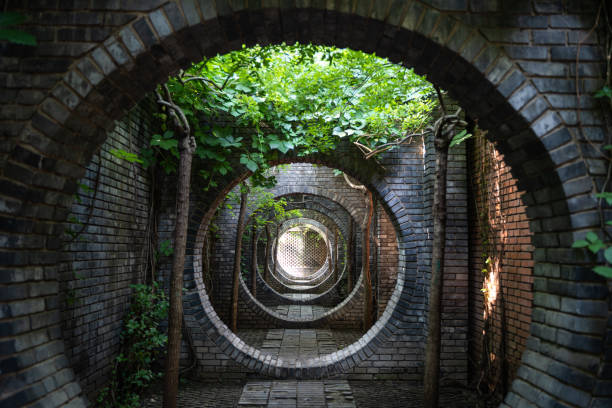 istock Chinese garden circular circulation door 1405226625
