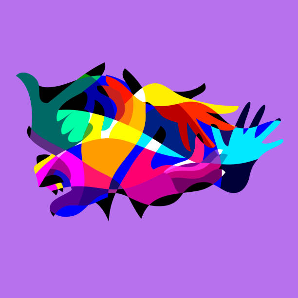 istock Hands illustration in Bauhaus style. Colorful cover trendy design template. Hand drawn vector graphic art. 1405227686