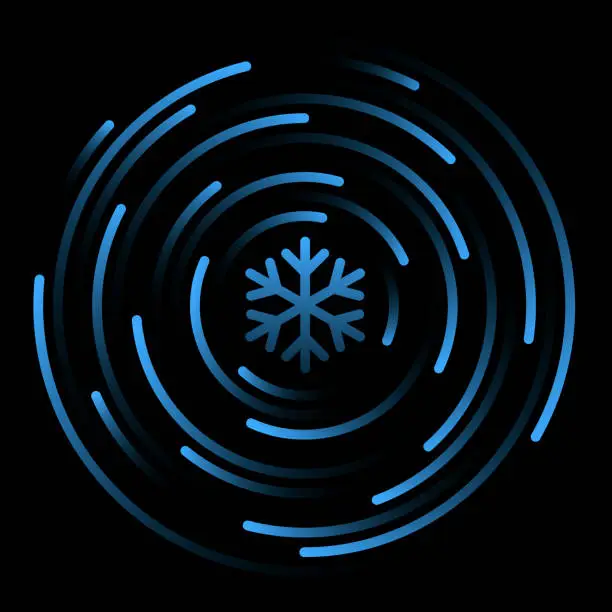 Vector illustration of Snowflake Round Rotation Line Background