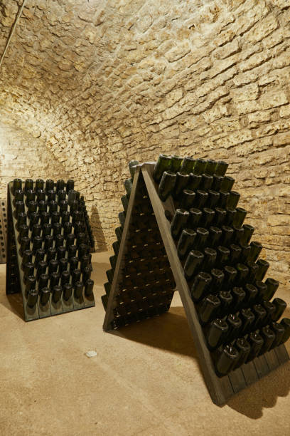 istock wine bottles on racks in the cellar 1405228617
