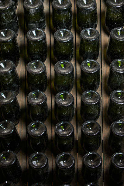 istock wine bottles on racks in the cellar