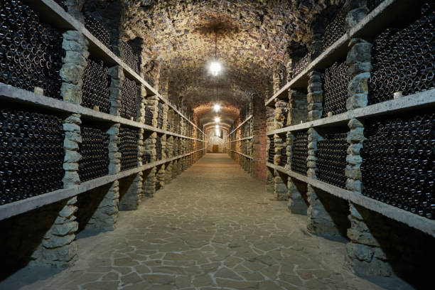 istock wine bottles on racks in the cellar