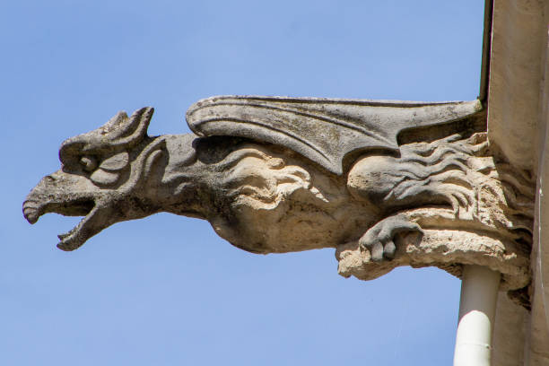 Nancy, France, April 18, 2022. Gargoyle of the Saint Epvre Basilica of Nancy is a flamboyant Gothic style basilica