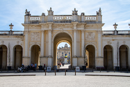 Nancy; France; April 18; 2022. The Héré arch; also called the Héré gate; is a building located in the municipality of Nancy; erected in the 18th century north of Place Stanislas.