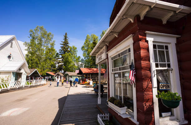 FAIRBANKS, ALASKA -June 11, 2018:Explore the great outdoors at Pioneer Park, a lovely green space in Fairbanks. Stroll along the riverfront or seek out the local tours.
