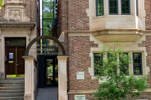 Philadelphia, USA - June 20, 2022.  Historic building  of Jerome Fisher Program Management & Technology in the campus of University of Pennsylvania, Philadelphia, USA