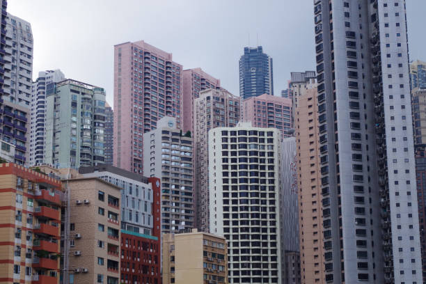 A densely packed condominium in Hong Kong.