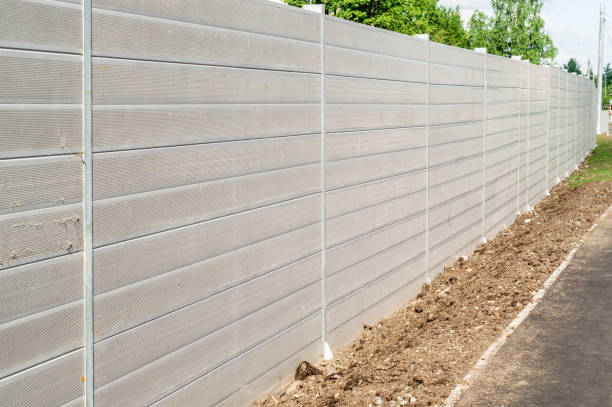 istock noise barrier with dirt and dust 1405239847