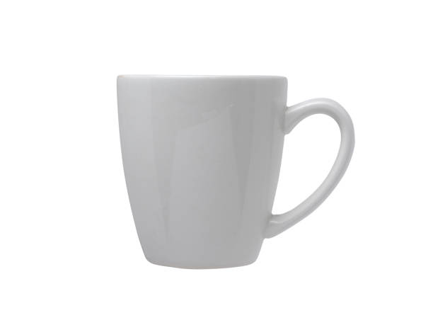 ceramic cup for tea or coffee in white. isolated on a white background, close-up. - front view cup saucer white imagens e fotografias de stock