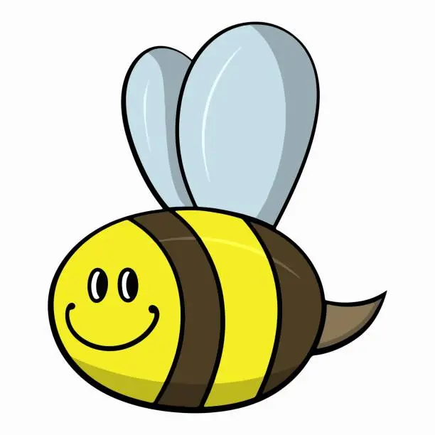 Vector illustration of Cute little bee, bee smiles, vector illustration in cartoon style