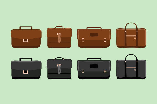 ilustraciones, imágenes clip art, dibujos animados e iconos de stock de diseño de maletín vector ilustración plana - briefcase luggage brown black