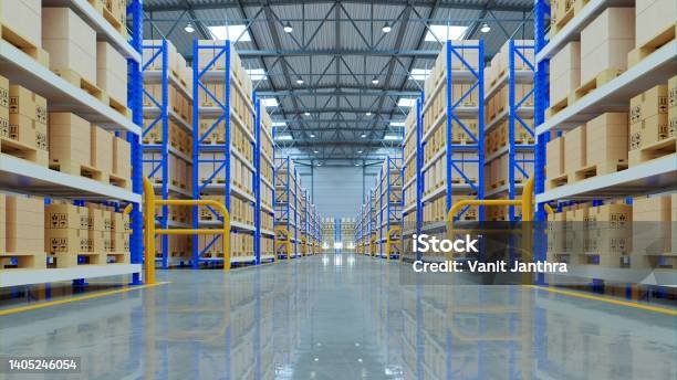 Empty Warehouse In Logistic Center Stock Photo - Download Image Now - Warehouse, Small Business, Storage Compartment