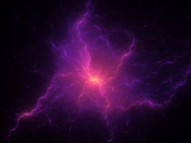 istock purple lightning on black, abstract art background 1405249578